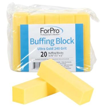 Imagem de Bloco de polimento ForPro Ultra Gold, 240 Grit, amortecedor de unhas de pedicure e manicure de quatro lados, 9,5 cm C x 2,5 cm L x 2,5 cm A, 20 unidades