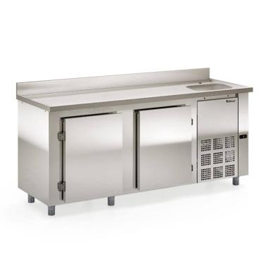 Imagem de Balcão Refrigerado Ar Forcado Gbfe200 Inox 2M Com Cuba Lado Direito 220V Gelopar