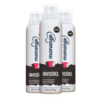Imagem de Kit Desodorante Aerosol Monange Invisível 90g - 3 unidades