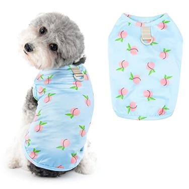 Imagem de Ranphy Colete de cachorro estampado de frutas para meninas pequenas filhote sem mangas com anel em D vestuário para gatos pequenos camiseta de verão primavera para cachorro, azul, XGG