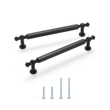 Imagem de Satanga Puxadores de gaveta modernos pretos foscos para armários de cozinha 12,7 cm pacote com 4 ferragens decorativas para puxadores rústicos de cômoda antigos, porta de armário, móveis de fazenda,