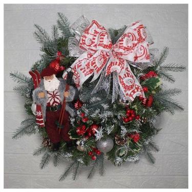 Imagem de Guirlanda Natalina Enfeite De Porta Papai Noel Esquiador 60cm