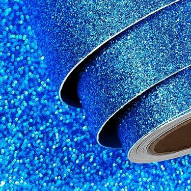 Imagem de FunStick Papel cartolina glitter 40 x 609 cm Azul royal Glitter papel artesanato autoadesivo premium glitter cartolina para fazer cartões DIY presente embrulho aniversário decoração