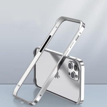Imagem de Capa protetora de alumínio para aviação leve para iPhone 13 12 11 14 15 Pro Max 15Pro X XR XS 7 8 6 Plus Acessórios de moldura de silicone de luxo, prata BK, para iPhone11 Pro Max