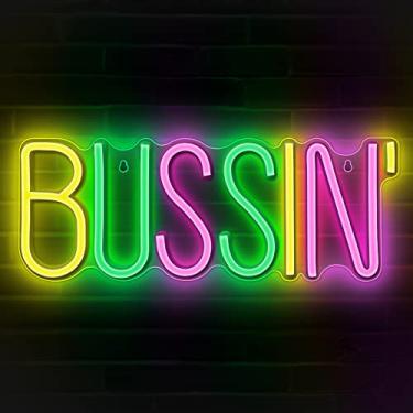 Imagem de Lumoonosity Sinal de néon Bussin – Meme Bussin Led Neon Lights for Gamers/Streamers/Influencers – Placas LED modernas com interruptor liga/desliga para parede, quarto, decoração de sala de jogos – 43
