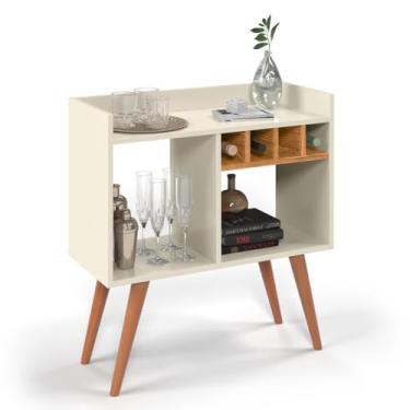 Imagem de Aparador Buffet Barzinho Cantinho do Café Rubi Com Adega Pés Palito Escritório Hall de Entrada (Off White/Nature)