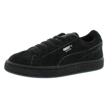 Imagem de PUMA Suede JR Classic Kids Tênis (criança pequena/criança grande), Preto/prata, 14