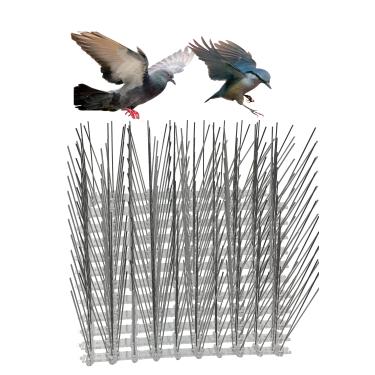 Imagem de Bird-Away Cerca repelente de espigões de aço inoxidável flexível com base de plástico para pombos e pássaros pequenos (cobertura de 3 m, 12 tiras)
