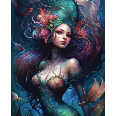 Imagem de Caderno de composição de sereia encantadora, diário e diário - 19 x 23 cm: 120 páginas pautadas na faculdade - design inspirador para escola, trabalho, escrita diária