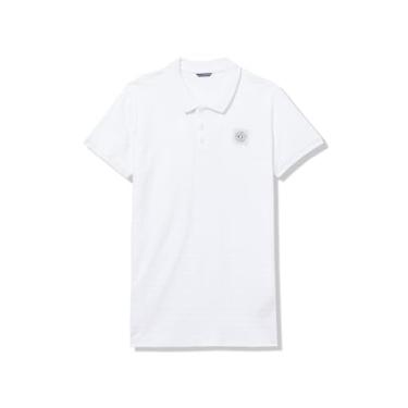 Imagem de GUESS Camisa polo de manga curta jacquard de algodão orgânico para meninos, Branco puro, 16 Anos