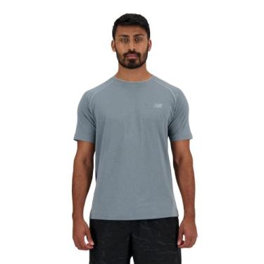 Imagem de New Balance Camiseta masculina de malha, Cinza atlético, G