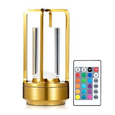 Imagem de SZITW Abajur de mesa RGB moderno com mudança de cor da atmosfera Abajur de mesa com controle de toque Controle remoto USB recarregável regulável luz noturna Lâmpada de mesa de cabeceira decorativa par