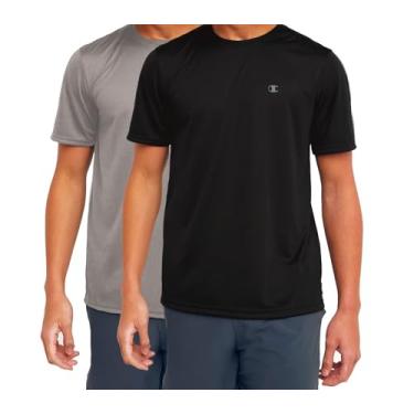 Imagem de Champion Camiseta masculina grande e alta - pacote com 2 camisetas de secagem rápida de desempenho ativo, Preto/concreto, 3X