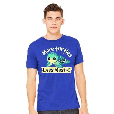 Imagem de TeeFury - More Turtles Less Plastic - Camiseta masculina animal, tartaruga,, Carvão, XXG