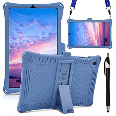 Imagem de DETUOSI Capa para Samsung Galaxy Tab S6 Lite 26.4 cm 2024/2022/2020 com alça de ombro, caneta Stylus, capa de silicone macio multiângulo para tablet Galaxy S6 Lite, modelo (SM-P610/P613), azul escuro