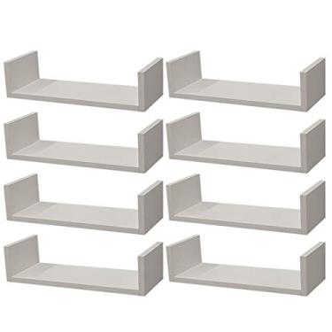 Imagem de Kit 8 Prateleiras U 40 x 15cm Branca Suporte Invisível