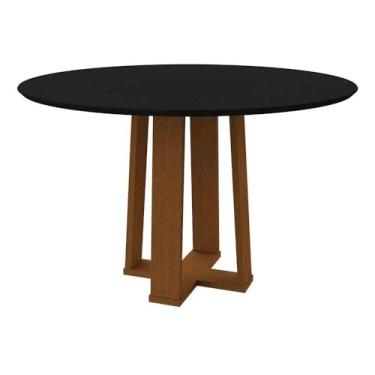 Imagem de Mesa Redonda Sala de Jantar Tampo Com Vidro 1,20x1,20 Mts Ype/preto Isabela New Ceval