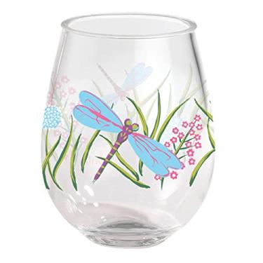 Imagem de Merritt Lolita Dragonfly Taças de vinho acrílicas sem haste, conjunto de 2 peças, multicolorido