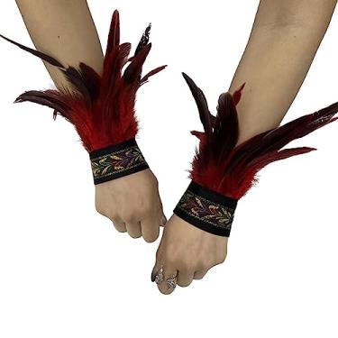 Imagem de Pulseiras de penas, 1 par de algemas de pulso de penas, pulseiras de tapa de penas, decoração de pulseira, fantasia, festa à fantasia/436