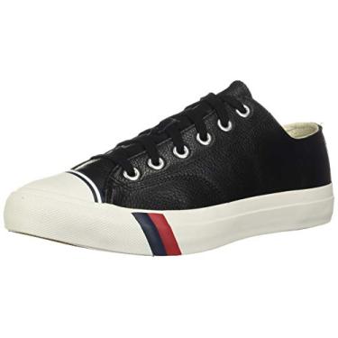 Imagem de PRO-Keds Tênis masculino Royal Lo com cadarço, couro preto, 3,5, Couro preto, 3.5