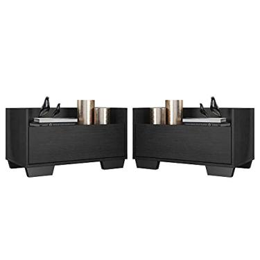 Imagem de Kit c/ 2 Mesas de Cabeceira 80 cm c/Pés Quadrados Multimóveis Preta