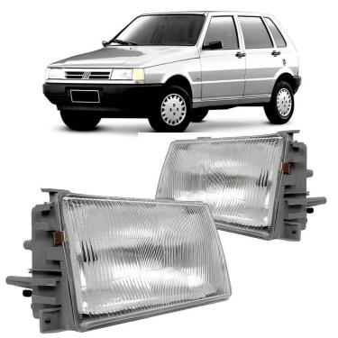 Imagem de Par Farol Fiat Uno 91/03 Lente de Vidro Ld Le