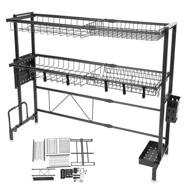 Imagem de Escorredor de Louça Suspenso Modular 2 Andares Pia Bancada Cozinha Comprimento Ajustave...