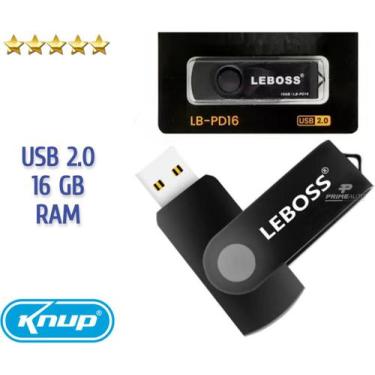 Imagem de Pendrive 16GB Ram Slim Usb 2.0 Clip Giratório Knup Leboss Lb-pd16