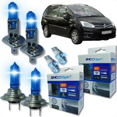 Imagem de Kit lâmpada shocklight super branca farol alto baixo e lanterna h1 h7 