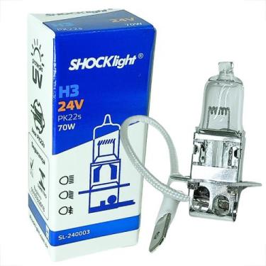 Imagem de Kit 2 Lampada Farol H3 Halogena 24V 70W PK22S Iluminação - SHOCKLIGHT 