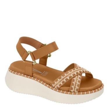 Imagem de Sandália Papete Anabela Flatform Vizzano Confortavel 6519102, Camel, 3