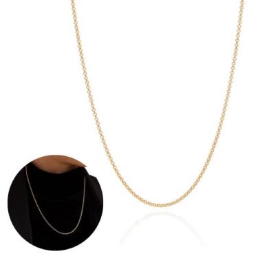 Imagem de Colar Elo Português Feminino Rommanel Banhado A Ouro 18k Tamanho 50cm