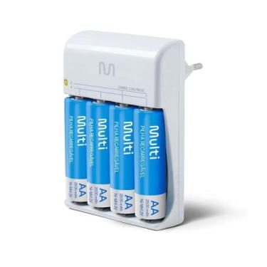 Imagem de Carregador de pilhas para 4 pilhas AA/AAA, Modelo CB054  MULTILASER