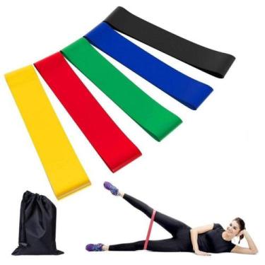 Imagem de Kit 5 Mini Band Fita Elástica De Resistência Para Academia Exercícios 