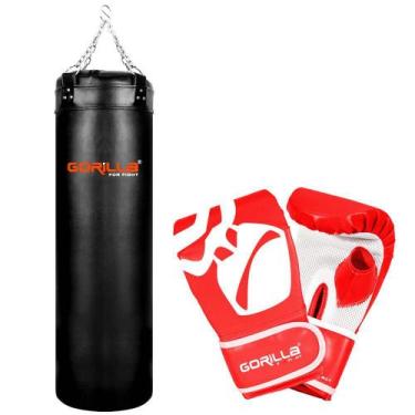 Imagem de Saco De Pancada 120X100 + Luva Bate-Saco Pro - Gorilla, Vermelho