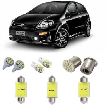Imagem de Kit Lampada Led Fiat Punto Teto Placa Ré Farol Super Branca - Bluelion