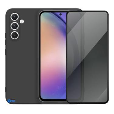 Imagem de Capa Aveludada e Película de Privacidade 3D para Samsung Galaxy A54, Capinha Preta Premium e Película Anti-Espião