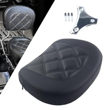 Imagem de FINMOKAL Almofada de encosto de passageiro Sissy Bar almofada de assento com suporte compatível com Harley Touring Road Electra Glide Road King FLHR 96-21 Street Glide FLHX CVO Ultra Classic Softail