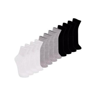 Imagem de Kit com 12 Meias Esportiva Cano Médio Trifil 8720 Colorido, Preto, 39-