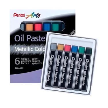 Imagem de Giz Pastel Oleoso Pentel Caixa com 6 Cores Metalicas