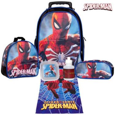 Imagem de Mochila Escolar Carrinho Homem Aranha Grande + Itens - TOYS 2U