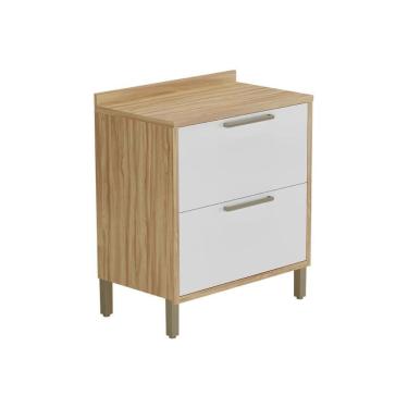 Imagem de Gabinete de Cozinha Modulado Balcão Syrah 1 Porta e 1 Gaveta c/ Tampo 80cm Amendoa/Off White - Ronipa