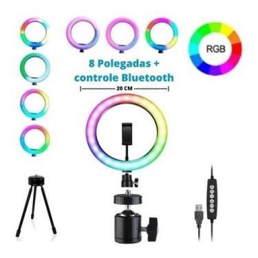 Imagem de Ring Light 8 Polegadas + Tripé De Mesa + Suporte Celular iluminador - 