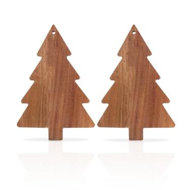 Imagem de iplusmile 2 peças tábua de charcutaria para árvore de Natal, tábua de cortar cozinha, tábua de queijo de Natal, bandeja de servir sushi, bandeja de aperitivo de madeira para sobremesa, doces, frutas