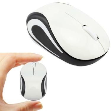 Imagem de Mini mouse sem fio, mouse infantil pequeno para escola em casa, mouse portátil de viagem sem fio com receptor USB, 3 botões, para laptop, computador PC (branco)
