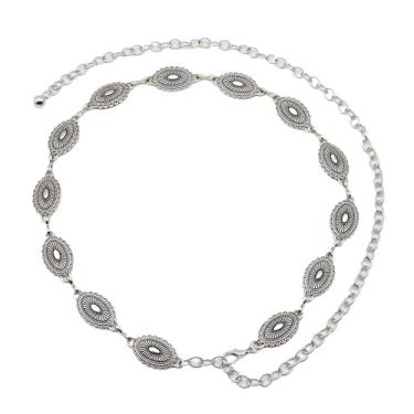 Imagem de HUSSATOP Cinto feminino Western Metal Concho com corrente de cintura para vaqueira, ajustável, para vestidos, calças jeans, Prata, P