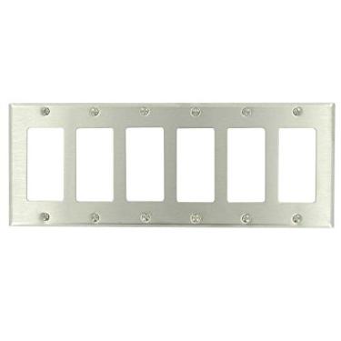 Imagem de Leviton 84436-40 6-Gang Decora/GFCI Device Decor Wallplate, Device Mount, Stainless Steel