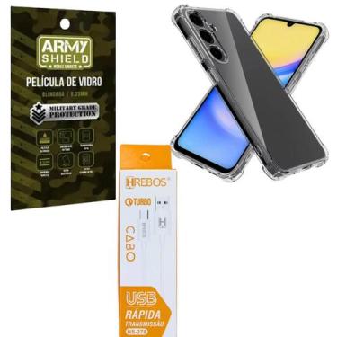 Imagem de Capa Capinha Transparente Para Galaxy A16 + Cabo Tipo-C 2 Metros + Pel