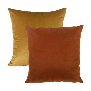 Imagem de Kit 2 Capas para Almofada em Veludo Liso Quadrada 60x60 Várias Cores -