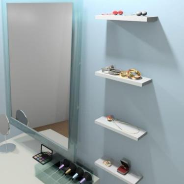 Imagem de 4 Prateleiras Reta/Nicho Branca em MDF 25x8 Para Decoração/Sala/Quarto